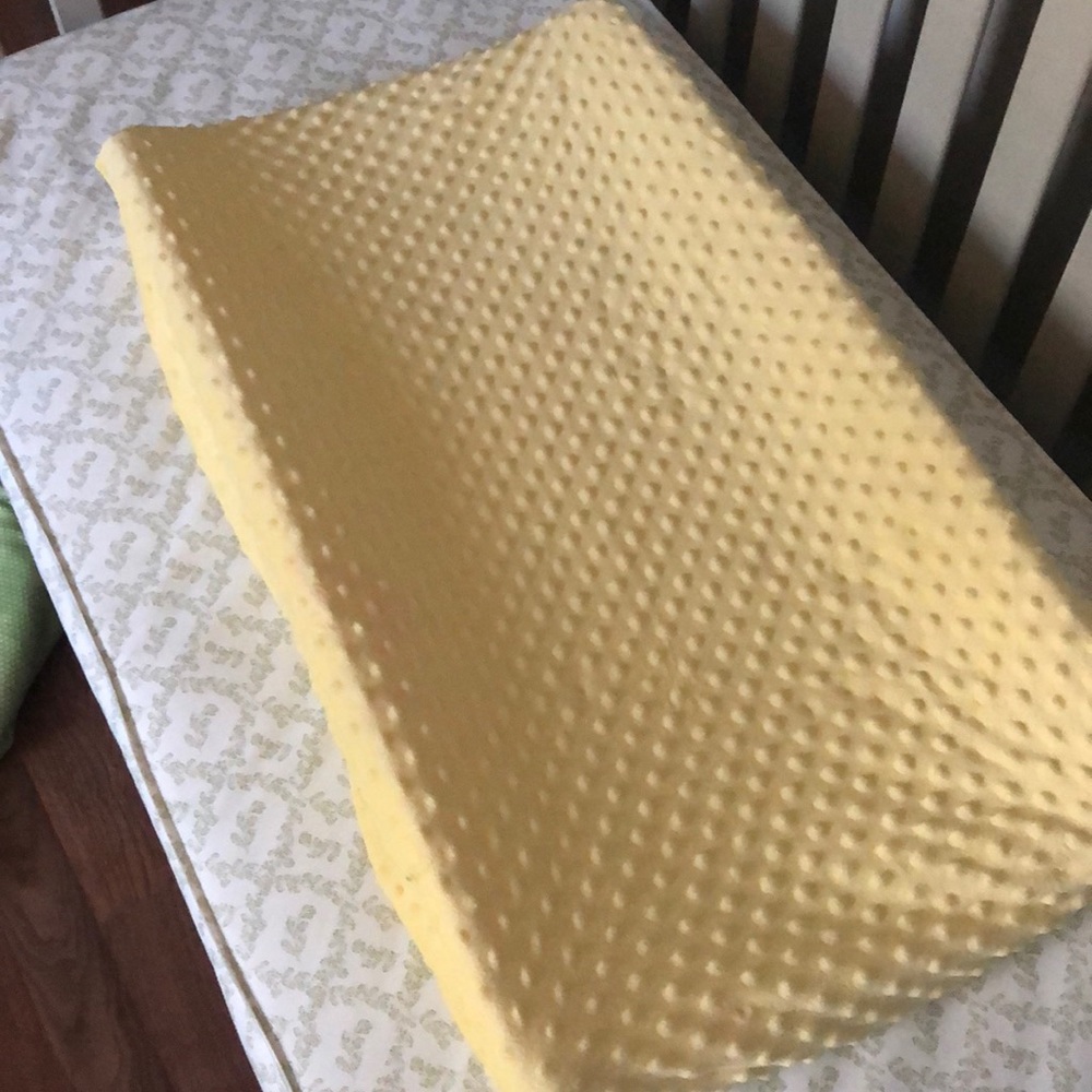 Yellow Minky Dot changing pad cover from Etsy